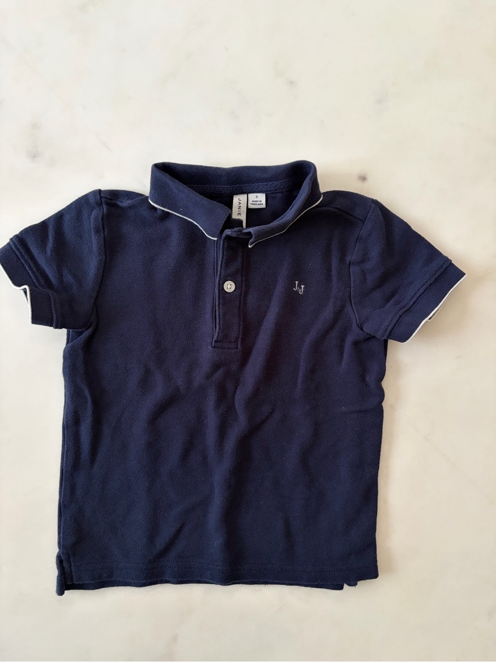 Janie and Jack Boys' Navy Polo with White Trim